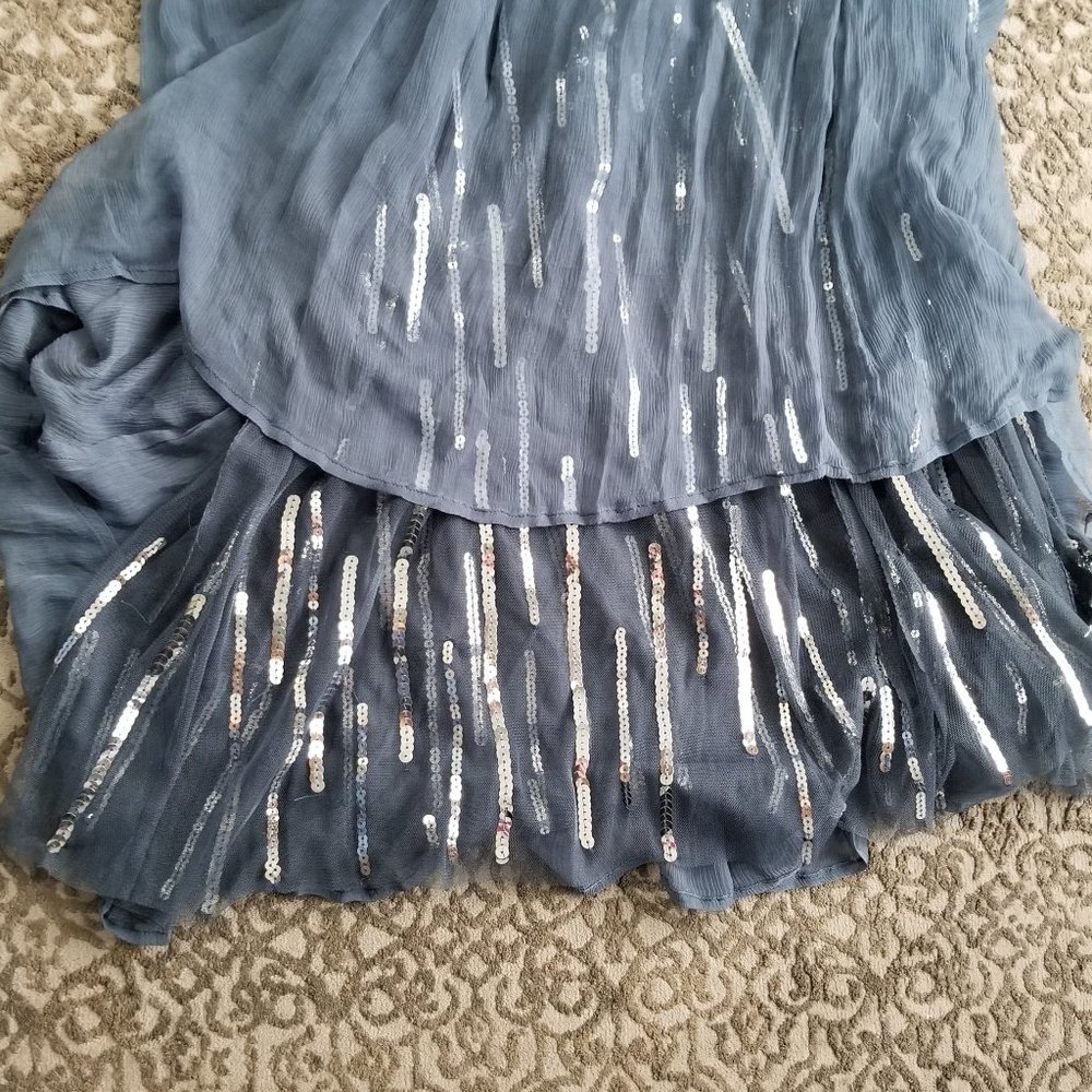 Chan Luu Slate Blue Sheer Maxi Skirt with Sequin Strips - Picture 9 of 11